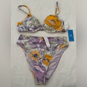NWT CUPSHE Purple Floral Bikini